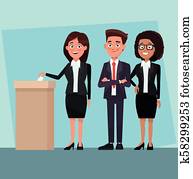 gente, votación, caricaturas