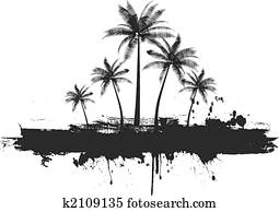 Grunge palm trees