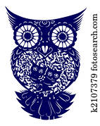 paper-cut, de, coruja