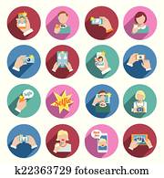 Selfie Icons Flat