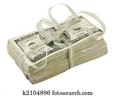 Stack of $100 Dollar Bills Tied with a Ribbon