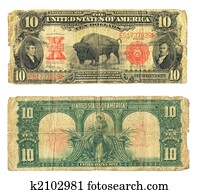 Ten Dollar Bill from 1901 US Currency