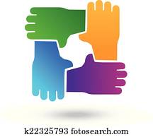 Vector teamwork hands people logo
