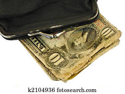 Vintage Money in an Old Purse