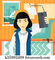 Woman making selfie.