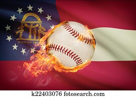 כדור של בייסבול, עם, דגלל, ברקע, סידרה, -, ג'ורג'יה