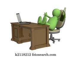 3d puppet with beer bottle