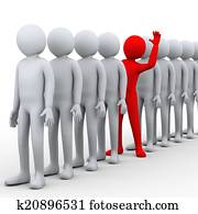 3d unique man in row