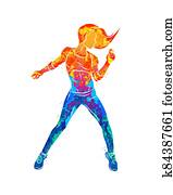 Abstract fitness instructor. Young woman zumba dancer dancing fitness exercises. Hip hop dancer Abstract fitness instructor. Young woman zumba dancer dancing fitness exercises. Hip hop dancer