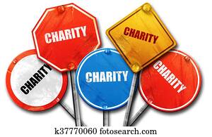 charity, 3D rendering, rough street sign collection charity, 3D rendering, rough street sign collection