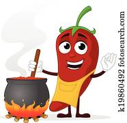 Clipart of Hot Chili Pepper Cartoon Character k14029112 - Search Clip ...