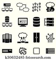 computer,, נתונים, ו, ענן, לחשב