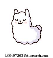 cute, lhama, ilustração