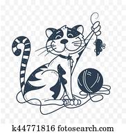 Agressif Chat Attrape Souris Clipart K Fotosearch