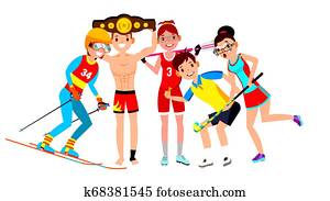 Athlete Set . Man, Woman. Skiing, Boxing, Lacrosse, Table Tennis, Field Hockey. Group Of Sports People In Uniform, Apparel. Sportsman Character In Game Action. Flat Cartoon Illustration Athlete Set . Man, Woman. Skiing, Boxing, Lacrosse, Table Tennis, Field Hockey. Group Of Sports People In Uniform, Apparel. Sportsman Character In Game Action. Flat Cartoon Illustration