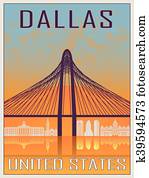 dallas, altmodisch, plakat