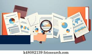 Finance Diagram Documents Desk Analysis Businessman Hand with Magnifying Glass Financial Business Graph Finance Diagram Documents Desk Analysis Businessman Hand with Magnifying Glass Financial Business Graph