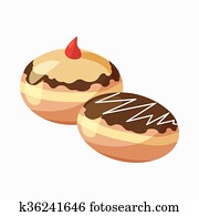 Hanukkah doughnut icon, cartoon style Hanukkah doughnut icon, cartoon style
