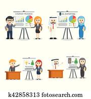 pessoas negócio, apresentação, jogo