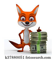 red fox with pose hold money red fox with pose hold money