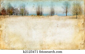 Trees Along a Lake on Grunge Background