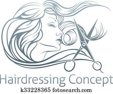 Woman Hairdresser Scissor Concept
