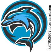 דולפין, ספורט, logo,, emblem.