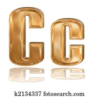3d golden font, letter C 3d golden font, letter C