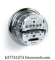 Analog electric meter isolated on white. Electricity consumption concept. Analog electric meter isolated on white. Electricity consumption concept.