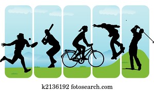 esporte lazer, silhuetas