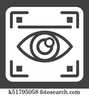 Eye scan solid icon, security and iris scanner