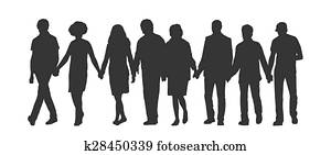 group of people holding hands silhouette 1