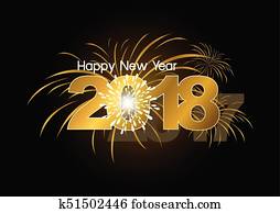 Happy New Year 2018 with fireworks design Happy New Year 2018 with fireworks design
