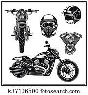 motorrad, vorderansicht, und, seitenansicht, engine,, helme, qualit?t, satz motorrad, vorderansicht, und, seitenansicht, engine,, helme, qualit?t, satz