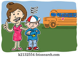 mãe, com, filho, ir, apoie escola