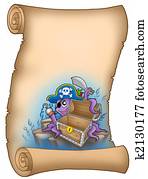 Parchment with pirate octopus Parchment with pirate octopus