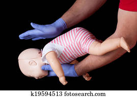 primeiros socorros, para, sufocando, criança