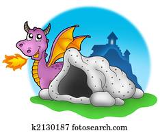 Purple dragon with cave Purple dragon with cave