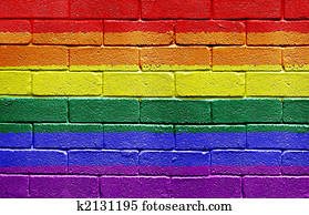 Rainbow flag on brick wall Rainbow flag on brick wall