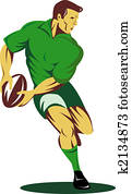 Rugby player passing ball front on Rugby player passing ball front on