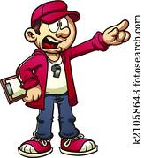 caricatura, treinador