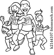 Family Run Line Art Family Run Line Art