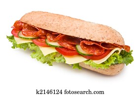 Fresh spicy deli-style salami sandwich isolated on white Fresh spicy deli-style salami sandwich isolated on white