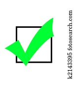 marca de verificación, en caja