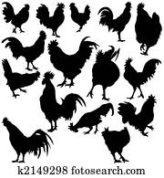 Rooster Silhouettes Rooster Silhouettes