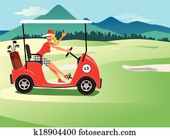 Woman driving a golf cart Woman driving a golf cart