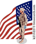 Soldier saluting Stock Illustration | k5888364 | Fotosearch