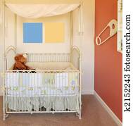 bebês, berçário, e, berço