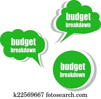 budget, breakdown., satz, von, aufkleber, etiketten, tags., geschaefts, banner