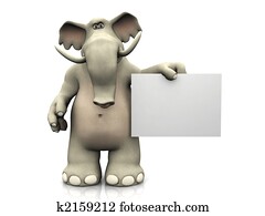 Cartoon elephant with blank sign. Cartoon elephant with blank sign.